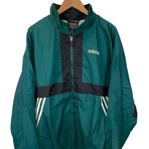 Vtg Adidas Full Zip Windbreaker Jacket XL Green